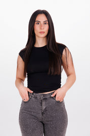 T-shirt Backless tee nero