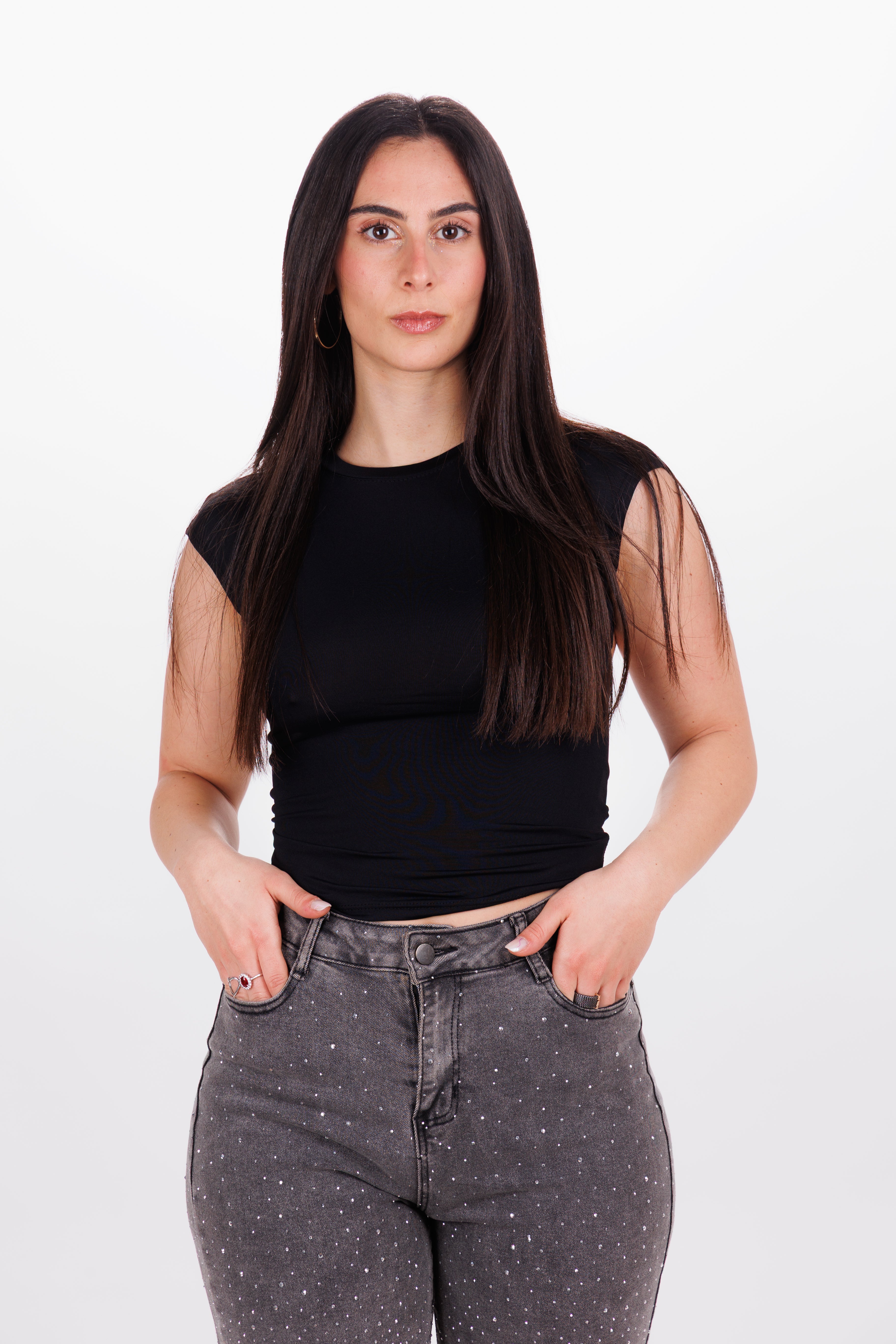 T-shirt Backless tee nero
