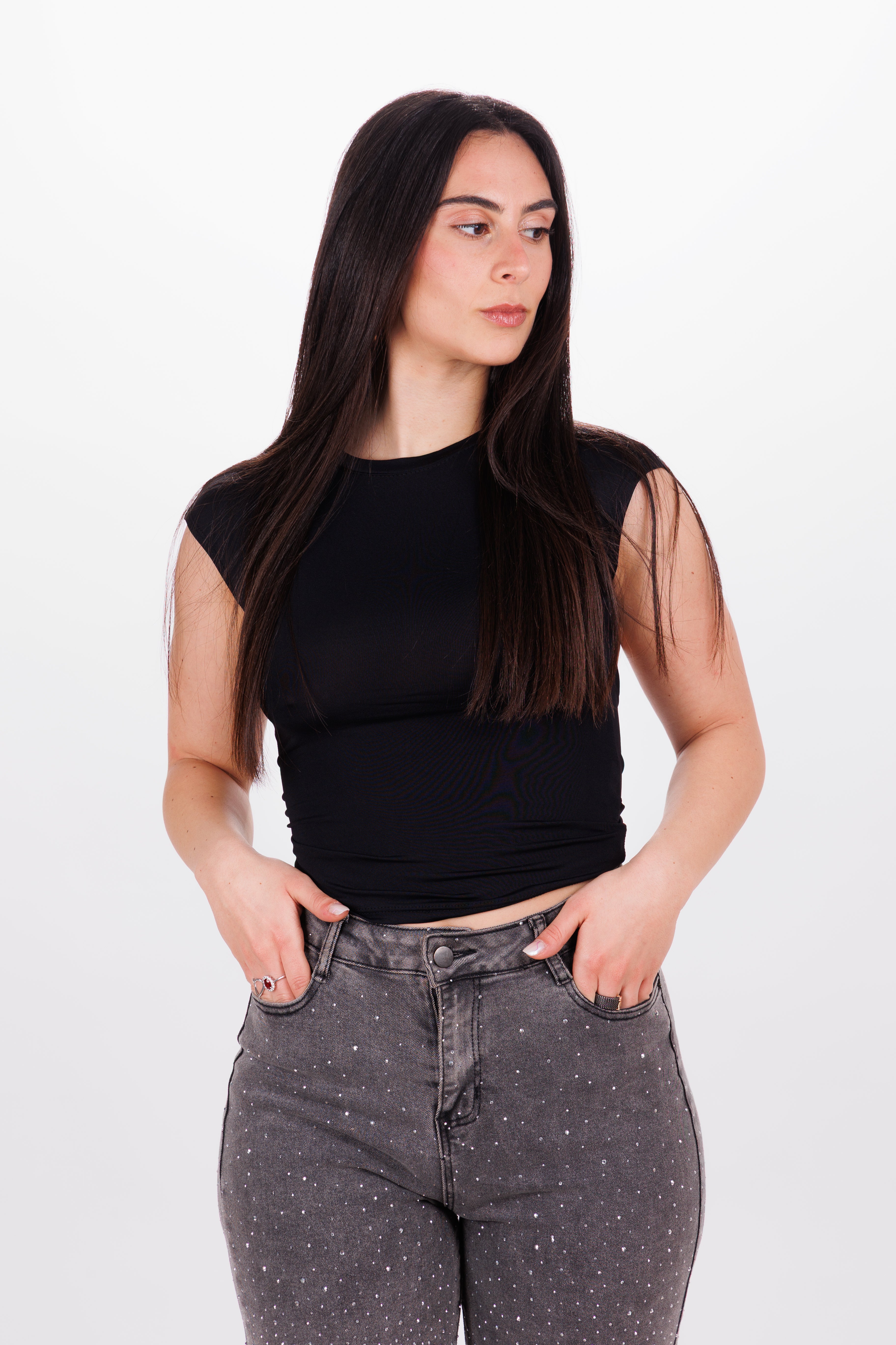T-shirt Backless tee nero