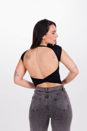 T-shirt Backless tee nero