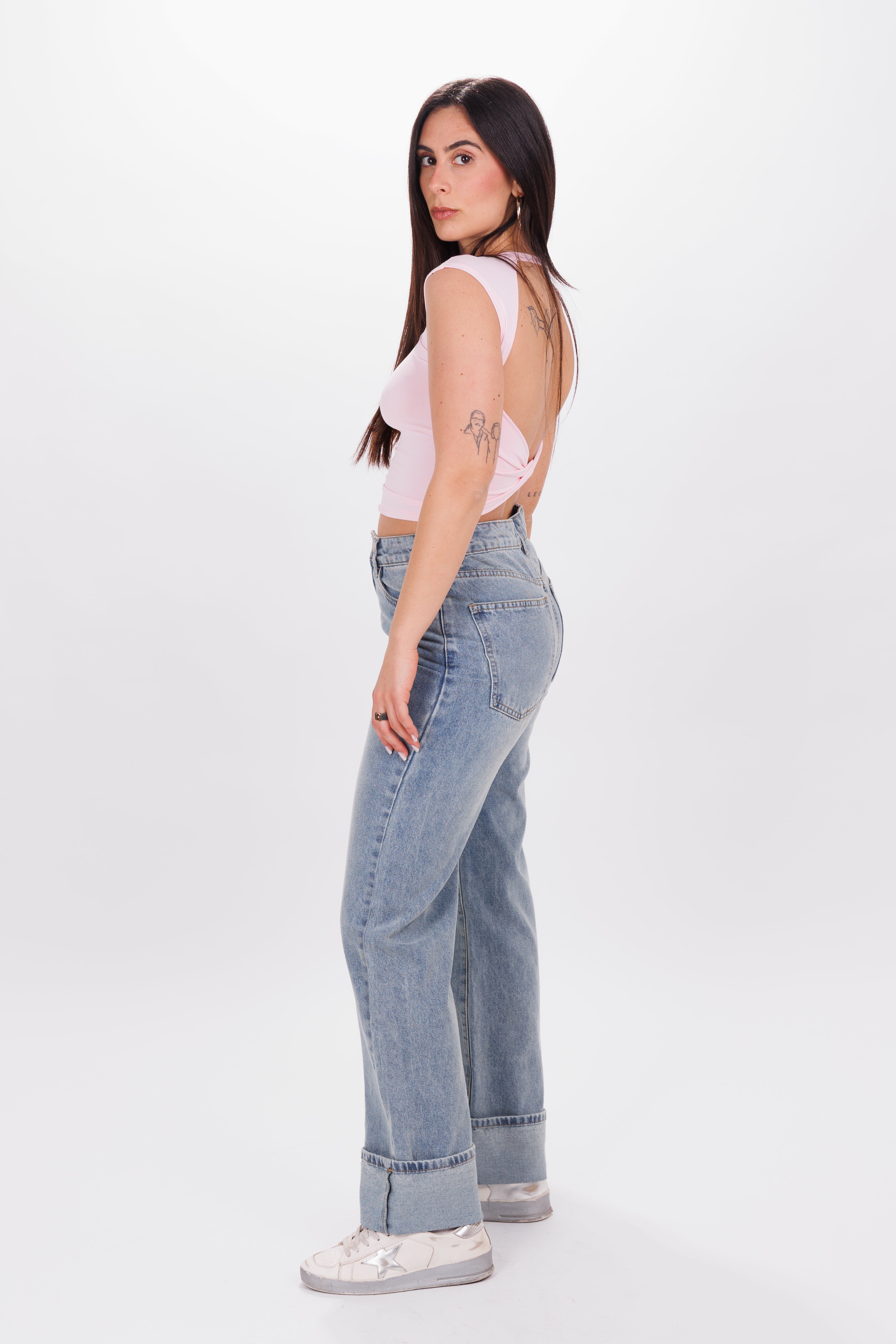 T-shirt Backless tee rosa