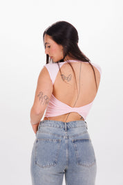 T-shirt Backless tee rosa