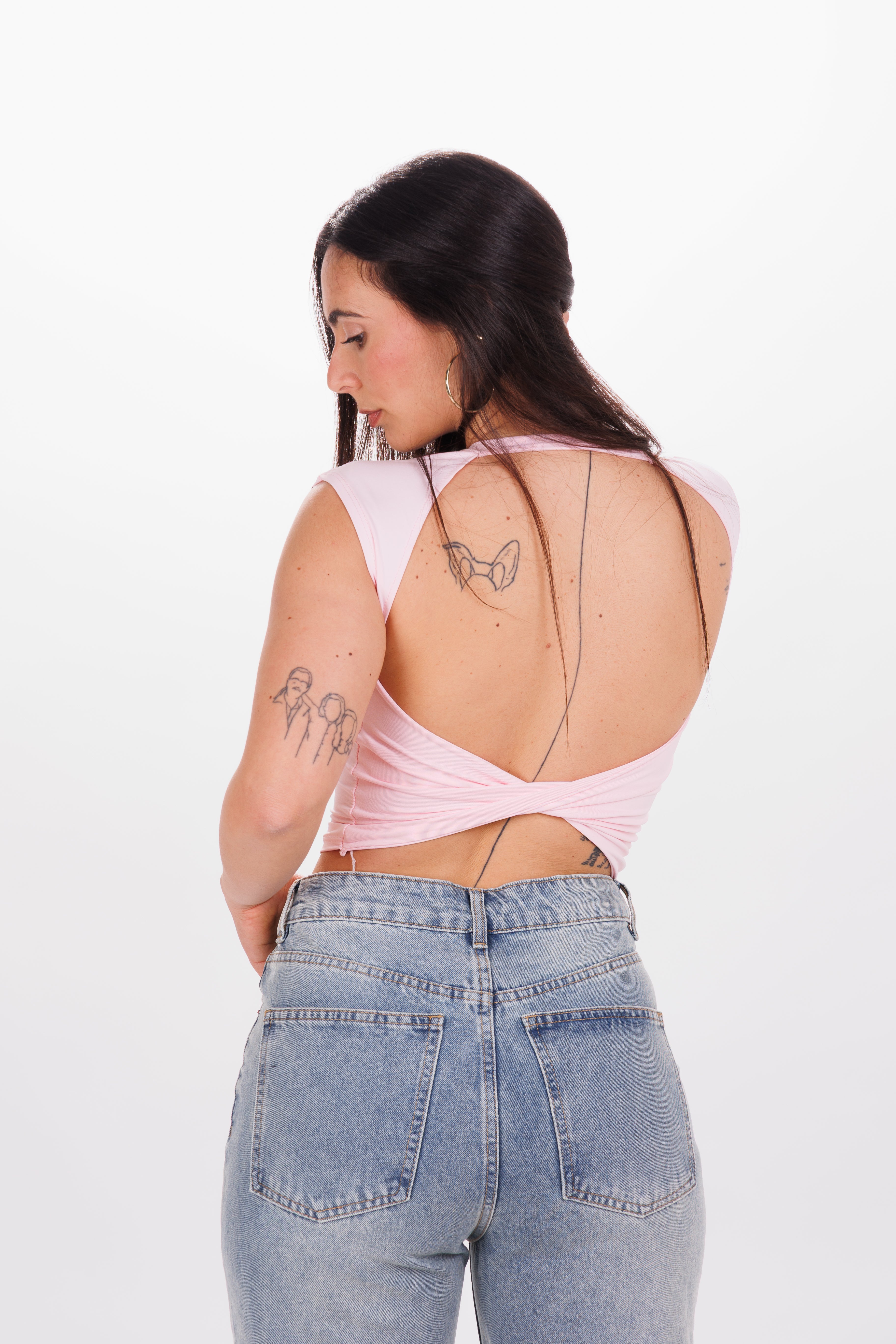 T-shirt Backless tee rosa