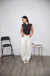 T-shirt Backless tee choco