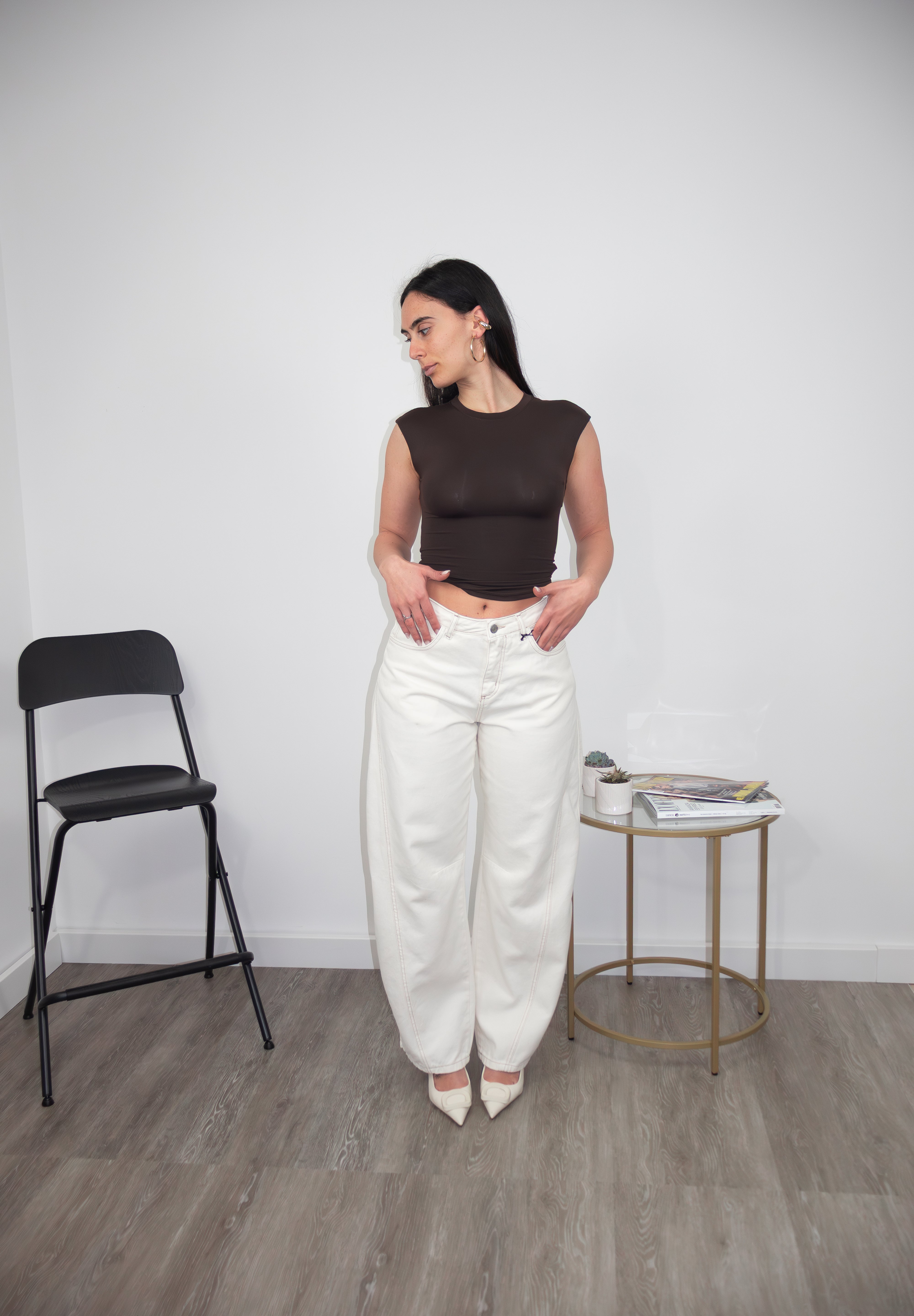 T-shirt Backless tee choco