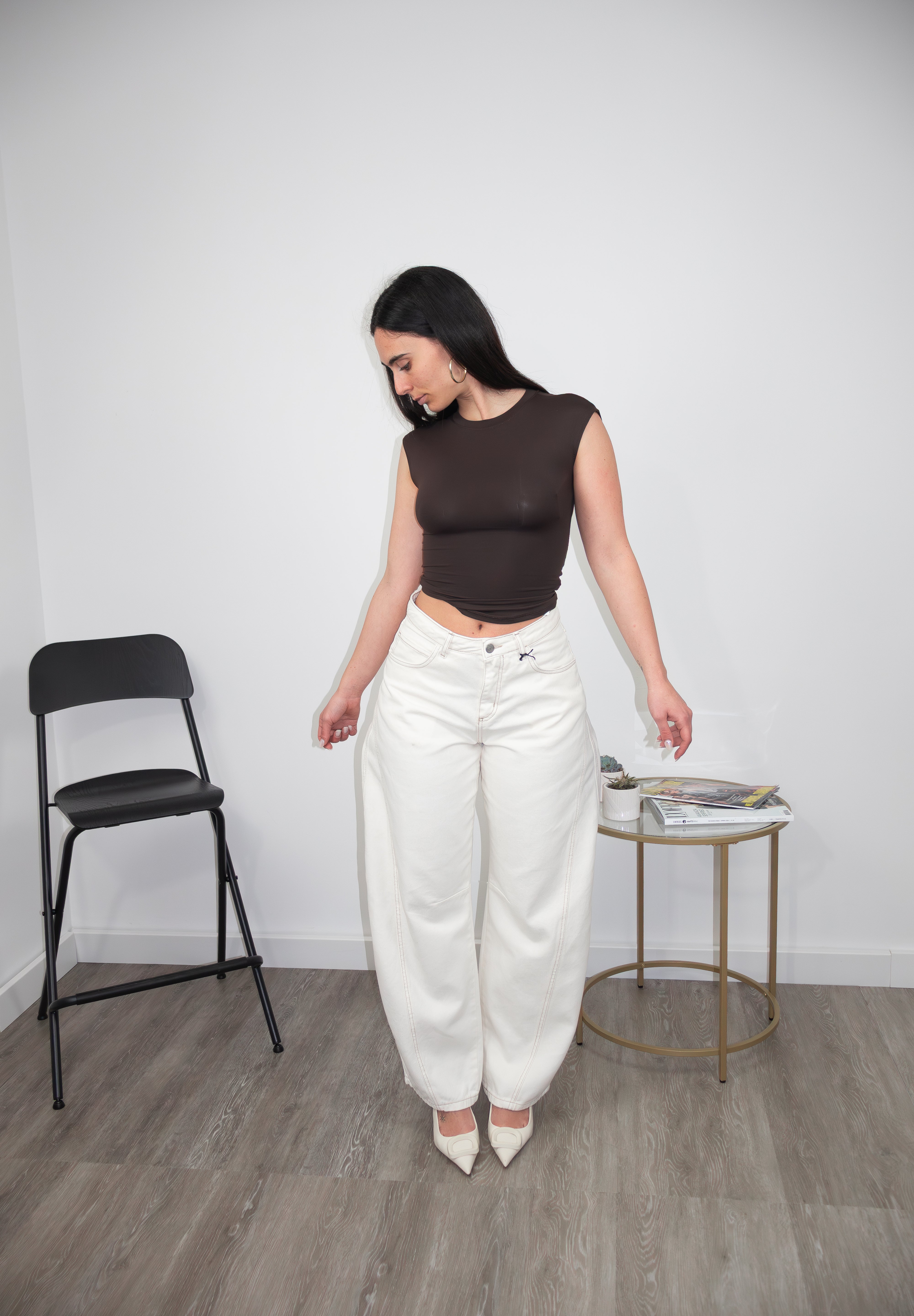 T-shirt Backless tee choco