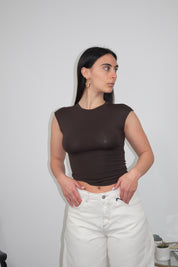 T-shirt Backless tee choco