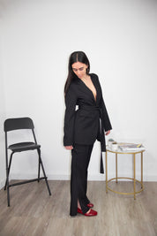 Tailleur gessato nero