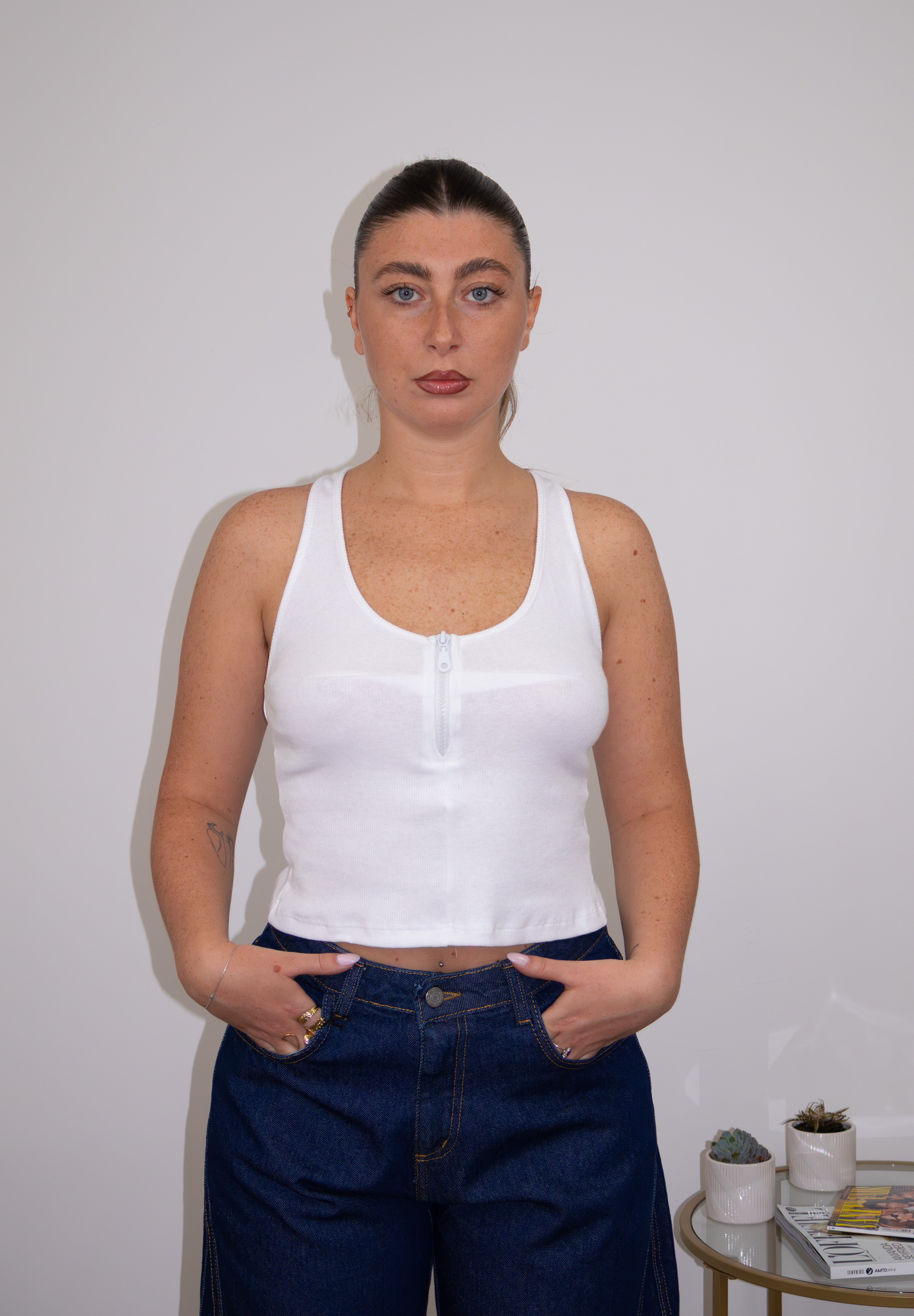 Top zip bianco