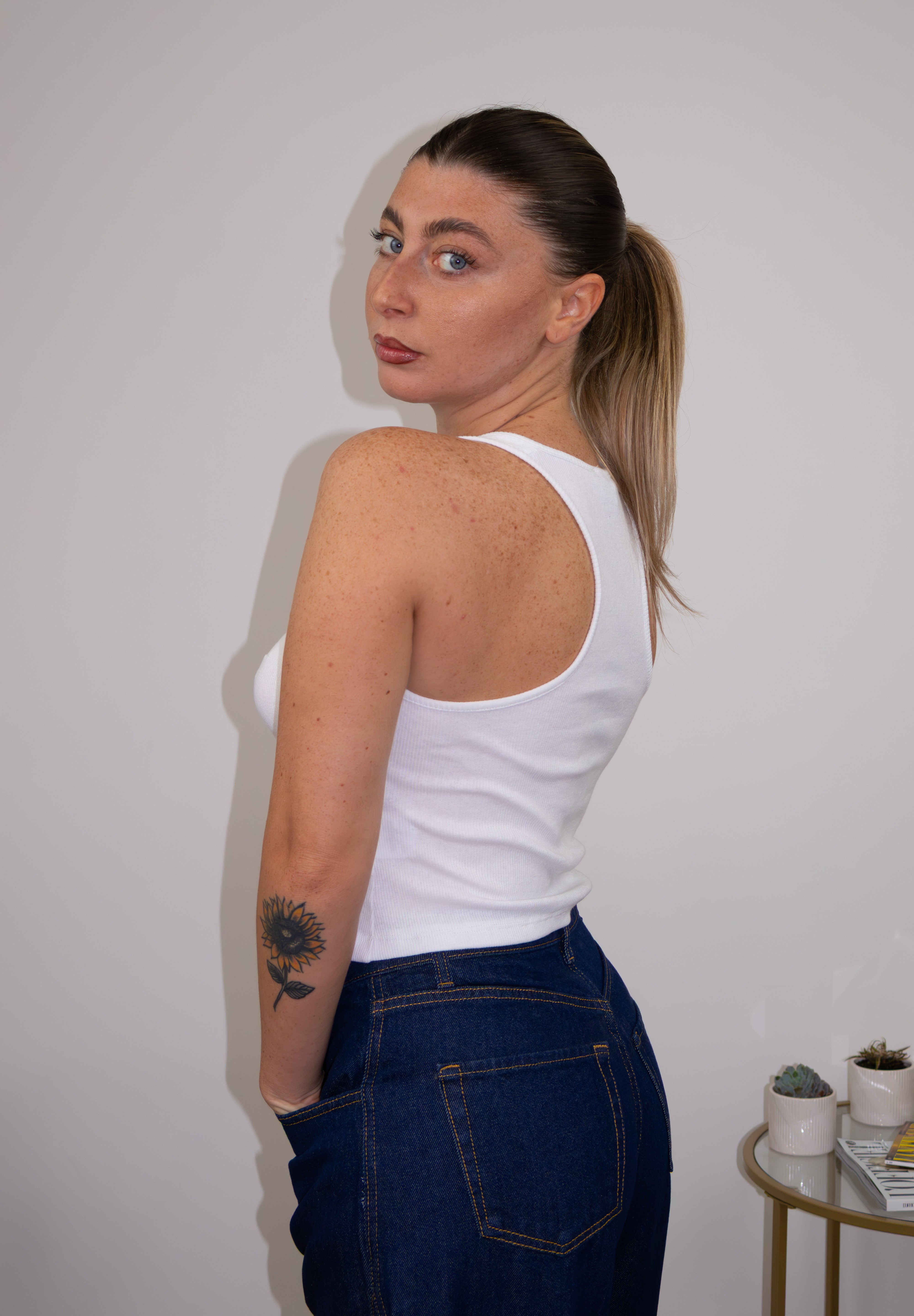 Top zip bianco